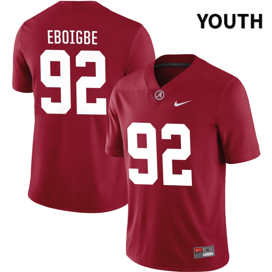 Alabama Crimson Tide Youth Justin Eboigbe #92 NIL Crimson 2022 NCAA Authentic Stitched College Football Jersey YP16P56NK